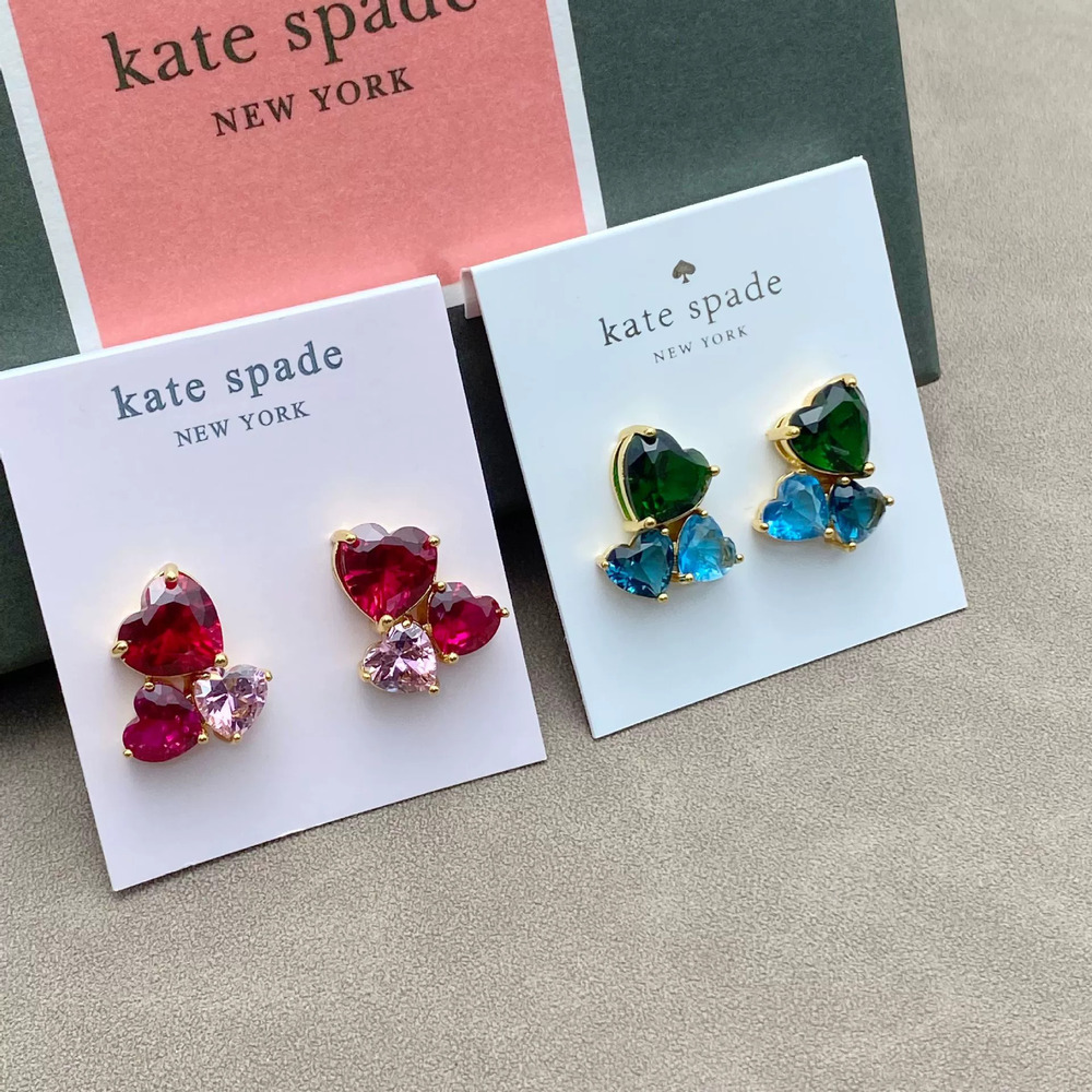 kate spade Multiple Heart Shapes Super Colorful Zircon Earrings Studs